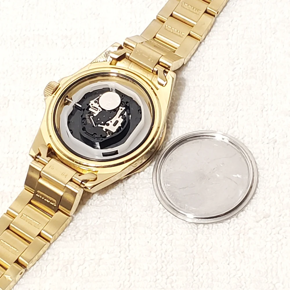 Invicta Men's Date Black Dial Gold Plated Quartz Watch WR 200 Meters